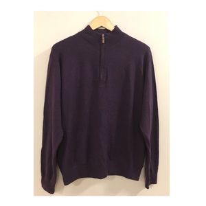 Peter Millar 1/4 Zip Purple Merino Wool Sweater M